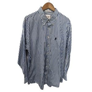 WALT DISNEY WORLD BLUE WHITE BLACK STRIPED 100% COTTON BUTTON DOWN SHIRT SZ XL